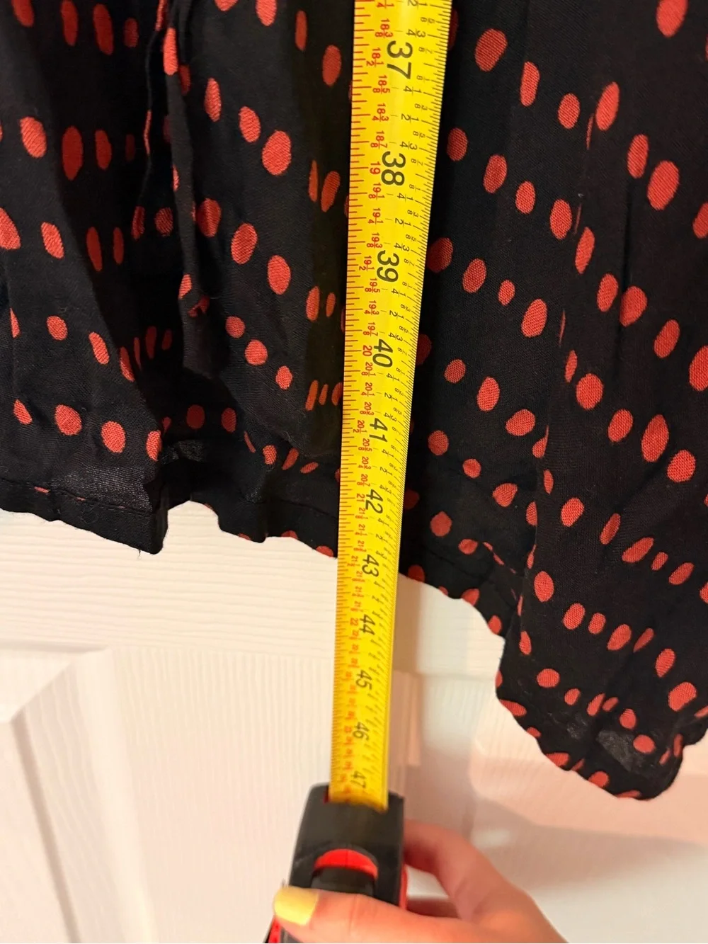 LOFT Black Rayon Swim Coverup with Red Dot Pattern XS/S EUC